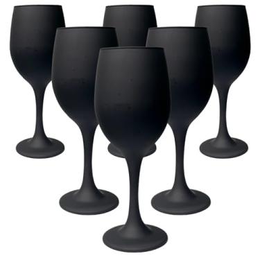 Imagem de Jogo com 6 Taças de Vinho em Vidro Preto Fosco 300ml