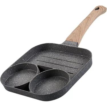 Imagem de Frigideira Antiaderente 3 em 1 com Divisórias para Ovo Panqueca Hambúrguer (3 Em 1)