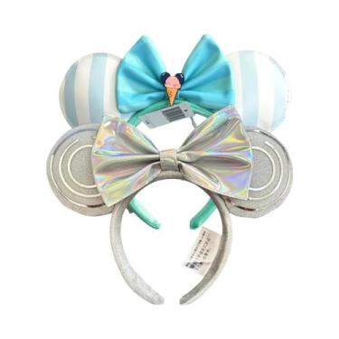 Imagem de Tiara De Pelúcia Mickey Minnie Mouse 2025 Disney Para Festas De Fim De