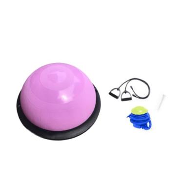 Imagem de Qraatosi Bola de Equilíbrio Meia Bola de Treino Pilates com Almofada de 45 Cm E Faixa de Resistência para Exercícios, Violeta