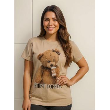 Imagem de Camiseta T-shirt Baby Look Feminina Algodão Estampada Urso - Genérico,