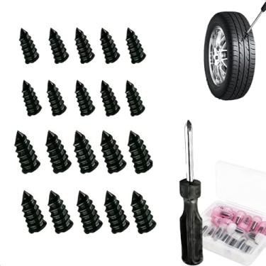 Imagem de mufew Kit de reparo de pneu de 20 peças - pregos de reparo de pneus (2 tamanhos), parafusos de borracha para reparo de pneu, ferramentas rápidas de reparo de pneus self-service para carro, motocicleta