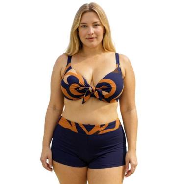Imagem de Biquíni Feminino Estampado Plus Size Com Bojo Alça Regulável e Calcinh