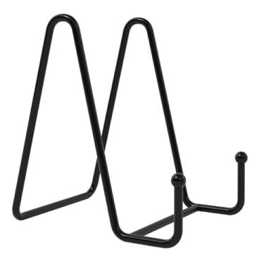 Imagem de Expositor de livros, Suporte de de ferro preto, Suporte de placa de suporte para imagem, placa decorativa, cavalete de foto, suporte de exibição de trabalho artístico, molduras