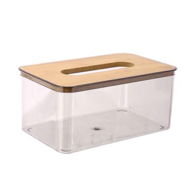 Imagem de Porta-toalhas de papel retro criativo caixa de lenços casa sala de estar caixa de plástico transparente restaurante caixa de armazenamento de lenços recipiente de lenços (C)