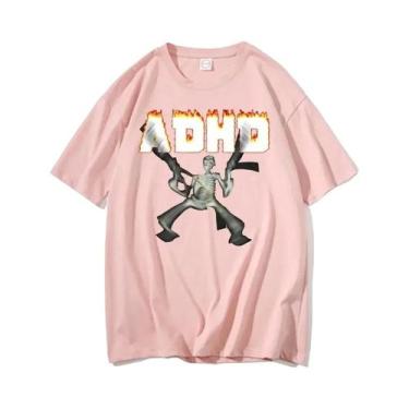 Imagem de Camiseta Oversized Unissex Com Estampa De Esqueleto Meme ADHD, Humor C