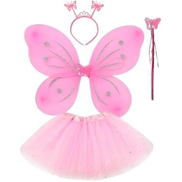 Imagem de Fantasia Borboleta Fada Tutu Varinha Asas Tiara Festa
