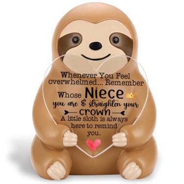Imagem de SunyJone Sloth Gift for Niece from Aunt Uncle, Cute Resin Sloth Figurine with Positive Heart Message, Birthday Christmas Back to School Encouragement Desk Decor Keepsake for Niece Teen Girls SCC44