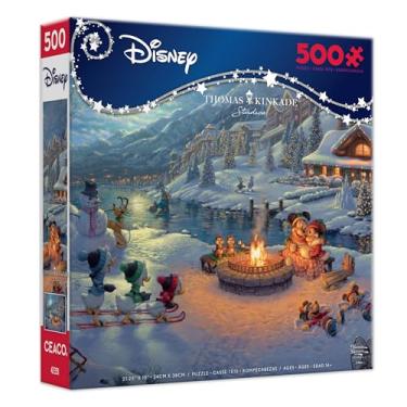 Imagem de Ceaco - Disney – Thomas Kinkade – Mickey e Minnie Christmas Lodge – Quebra-cabeça de 500 peças para adultos – Desafiador e perfeito para noites de jogos – Tamanho do quebra-cabeça acabado 53 x 38 cm