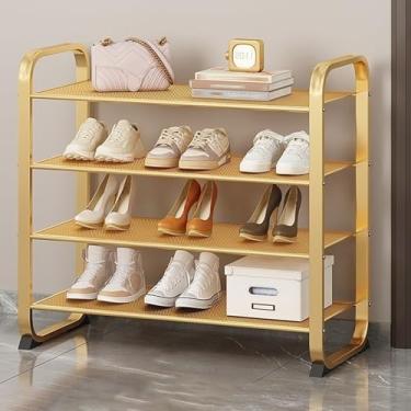 Imagem de SGeneE Prateleira organizadora de sapatos de malha laminada de metal, prateleira de sapatos para armário, entrada, corredor, quarto, sala de estar, economia de espaço (4 camadas 60 cm)
