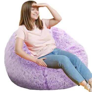 Imagem de Puff Confortável BeanBag para Organizar Brinquedos de Pelúcia ou Tecido para Adultos Adolescentes Crianças Meninas, Lavanda