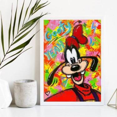 Imagem de Quadro Decorativo Grafite Pateta 33X24Cm Vidro Moldura Bra