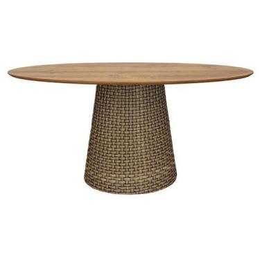 Imagem de Mesa De Jantar Cone Oval 120x80 cm Tampo Antíqua Base Fibra Sintética 
