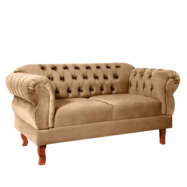 Imagem de Namoradeira Chesterfield Elisabeth 2 Lugares Via Encanto Veludo Palha