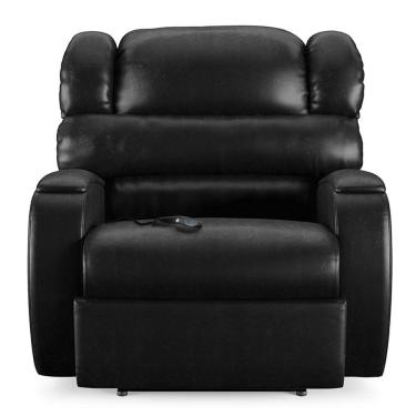 Imagem de Poltrona Do Papai Sala De Cinema Reclinável Manchester Controle Elétrico Usb Pu Preto Brilho