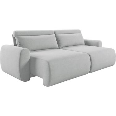 Imagem de Sofá Retrátil E Reclinável Peony 2,20m Linho Cor Cinza Claro 2371