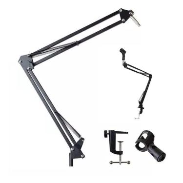 Imagem de Suporte Pedestal De Microfone Mesa Podcast Transmissao Gravaçao Articulavel Multiuso Resistente Versatil