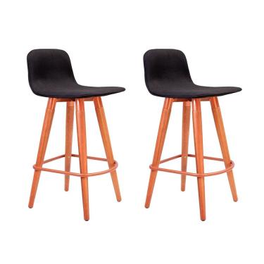 Imagem de Kit 2 Banquetas Baixas Linea Aço Cobre para Cozinha Ilha Gourmet Conjunto Casa - Preto Assento