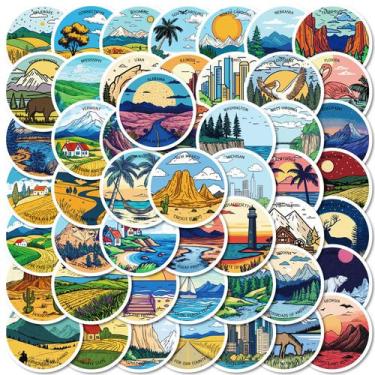 Imagem de Pacote de adesivos com tema de paisagem de viagem, 50 unidades de vini