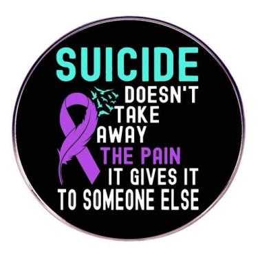 Imagem de Citação inspiradora do brooch Pin Purple Awareness Ribbon - yiweisai
