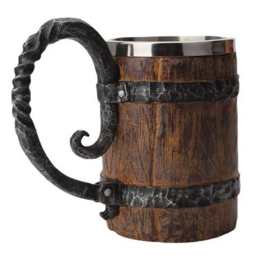 Imagem de Caneca de cerâmica Viking Barrel 350ml com forro de aço inoxidável - y