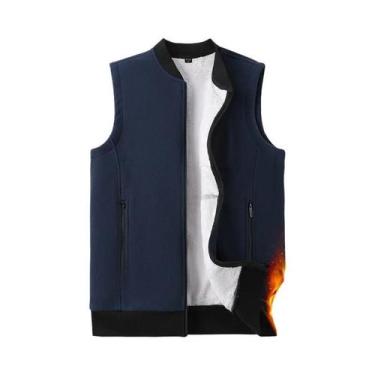 Imagem de Colete Masculino plus Size De Inverno Sem Mangas Com Gola Alta, Forro 