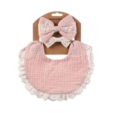 Imagem de Babador De Algodão Muslin Ajustável Unissex Com Franjas E Renda, Conju