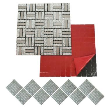 Imagem de Pastilha De Vidro Kit 10 Uni Adesiva Parede Sala Cozinha Banheiro Facil Aplicacao Decorativa Reforma Requintado Moderna