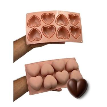 Imagem de Forma de Silicone Coração 8 Cavidades para Doce Gourmet, Bombom Chocol