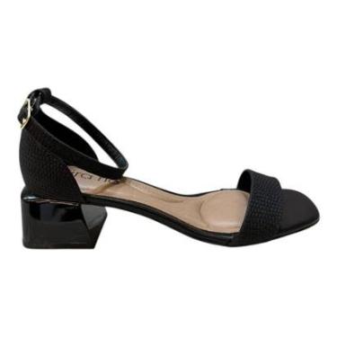Imagem de Sandalia Feminino Beira Rio Casual Salto Bloco Básica Calcanhar Fechado 8423.233 Preto-...