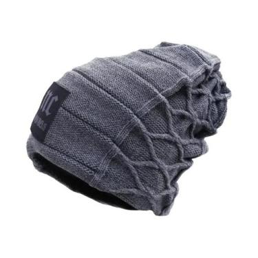 Imagem de Gorro Unissex Quente De Inverno Com Forro De Pele, Touca Grossa De Esq