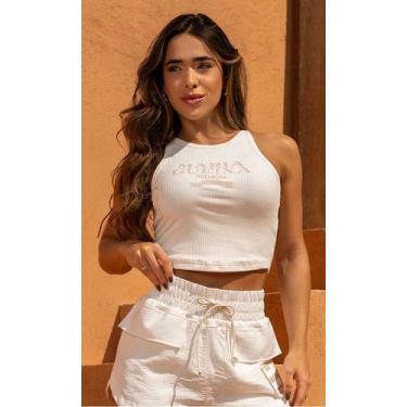 Imagem de Cropped canelado logo maria gueixa, G, Preto