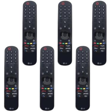 Imagem de Kit 6 Controles Smart Magic MR22GA TV LG 50UQ8050PSB, 55UQ801C0SB, 65U
