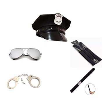 Imagem de Fantasia Policial Quepe Algema Suspensório Cassetete Óculos