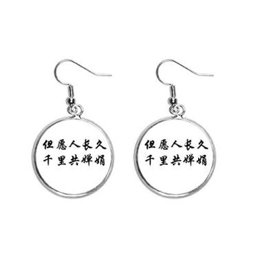Imagem de Blessed With Lonevity Brinco de prata com citação chinesa