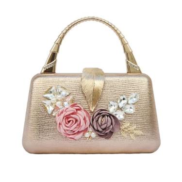 Imagem de Bolsa feminina clutch para noite bolsa de casamento bolsa de ombro bolsa de festa carteira, Dourado, M