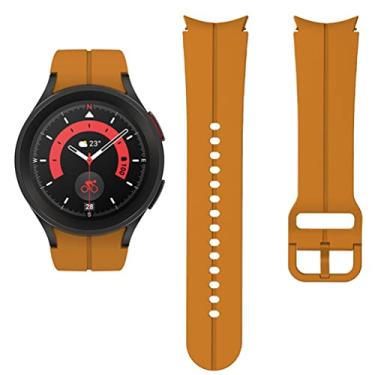 Imagem de Pulseira de relógio de 20 mm, compatível com Samsung Galaxy Watch 5 40 mm 44 mm/5 Pro 45 mm/4 40 mm 44 mm/4 pulseira de silicone esportiva respirável para homens e mulheres, amarelo oficial