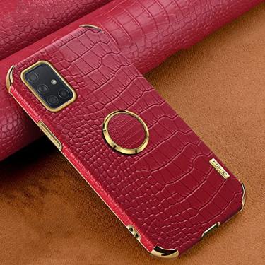 Imagem de Capa de couro com padrão de crocodilo para Samsung Galaxy A51 A71 A21S A31 A22 A32 A52 A72 A13 A23 A73 A53 M52 casos, vermelho com anel, para Galaxy A32 (5G)