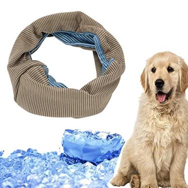 Imagem de Bandana refrescante para cães de verão gola de gelo para animais de estimação respirável cachecol frio instantâneo leve babador pescoço para cães pequenos médios grandes, marrom, P (pescoço: 35cm)