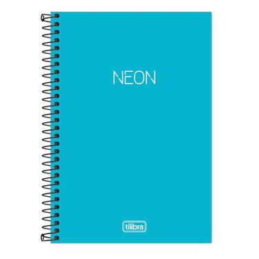 Imagem de Caderno espiral capa plástica sem pauta 1/4 - 80 folhas - Neon Azul - Tilibra