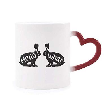 Imagem de Coelhos pretos com contorno de animal natural sensível ao calor Caneca vermelha que muda de cor