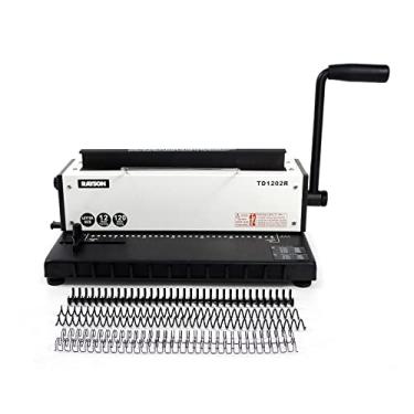 Imagem de Rayson Máquina de encadernação TD1202R, máquina de encadernação de fio de passo 3:1, furos redondos, perfure 12 folhas/amarre 120 folhas com estrutura de metal resistente