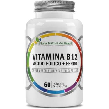 Imagem de Suplemento de Vitamina B12, Ácido Fólico + Ferro 500mg 60 Capsulas - Flora Nativa