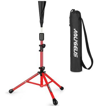 Imagem de AOLIGEIJS Camiseta de beisebol camiseta de rebatedor camiseta de softbol portátil para viagem, altura fácil ajustável, suporte de tripé estável (camiseta de beisebol Pro, vermelho)