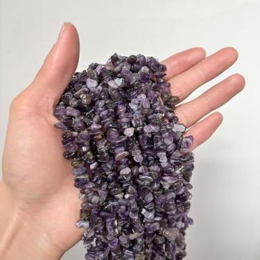 Imagem de BERMRO 200 peças de contas de pedra natural com lascas de ametista pedras de cristais contas de pedra preciosa para pulseira, colar, brincos, fabricação de joias (ametista)