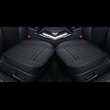 Imagem de EDEALYN (2 peças de capas de assento de couro PU protetor de assento de carro para banco dianteiro com abas laterais, (50 cm de profundidade × largura 50 cm × espessura 1 cm) (preto-2 peças)