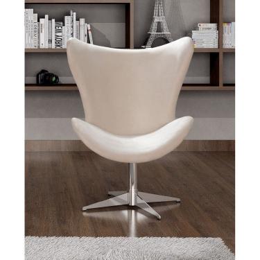 Imagem de Poltrona Alice Lisa Cadeira Egg Slim Pé Giratório de Metal Recepção, Escritório Bege Claro