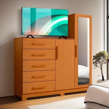 Imagem de Cômoda 5 Gavetas Para Tv Até 50 Polegadas Espelho Cinamomo Nexus Shop Jm