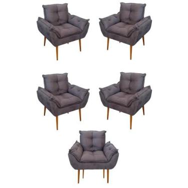 Imagem de Kit 05 Poltrona Opala Sofá Sala, Quarto, Escritório Suede - B BALAQUI 