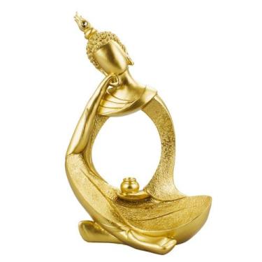 Imagem de Buda Sentado Dourado 29cm - Enfeite Decorativo Resina - Taimes